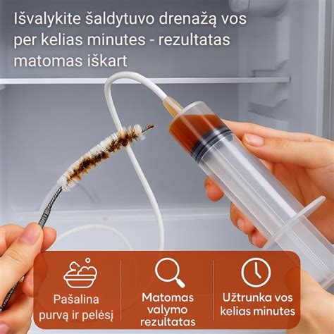 Infografika: šaldytuvo drenažo angos valymo eiga