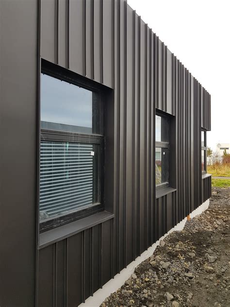 Pastato fasado apdailos pavyzdys su profiliuota skarda