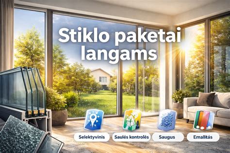 Infografika: stiklo paketų rūšys ir U koeficientai