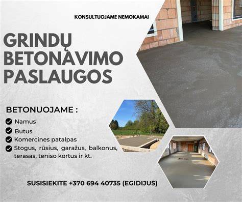Utenos regiono grindų betonavimo pavyzdžiai