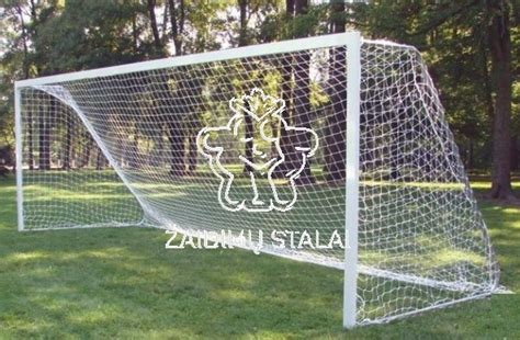 Aliuminiai futbolo vartai iš 110 mm skersmens vamzdžio, baltos spalvos, komplektacijoje