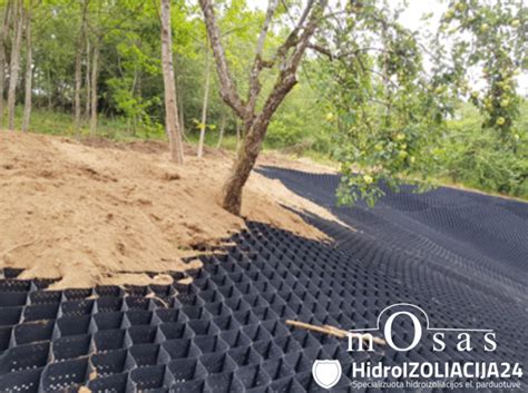 Schematinis geokorio ir geotekstilės panaudojimo būdas šlaito sutvirtinimui