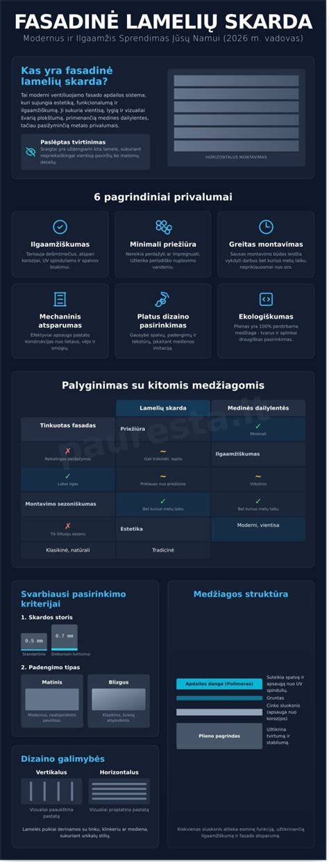 Fasadinių lamelių montavimo etapai