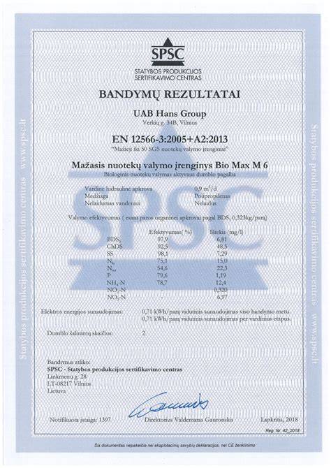 CE ženklinimo ir SPSC sertifikatai