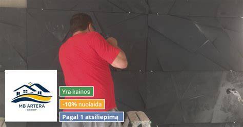 Diagram: fasadų įrengimo sekų - nuo paviršiaus paruošimo iki apdailos