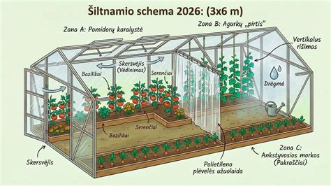 Šiltnamio sandarinimo ir vandeniškumo schema