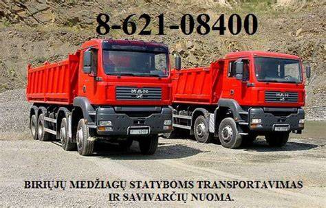 Birios medžiagos gabenimas savivarčiais