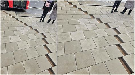 Nuotrauka su įvairiais šaligatvio plytelių dangos pavyzdžiais