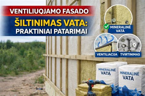 Infografika: ventiliuojamo fasado sluoksniai ir darbo principas