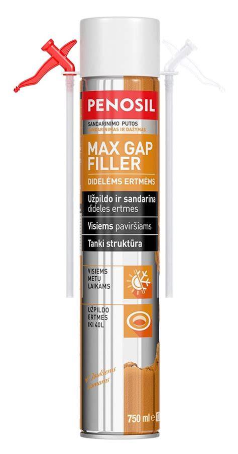 Infografika: Penosil Max Gap Filler naudojimo eiga (paruošimas, užpildymas, pjovimas)