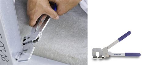 CW statramsčio sujungimas su UW perimetriniu profiliu naudojant specialų kniediklį - žnyples