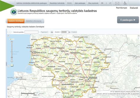 Žemėlapis su saugomų teritorijų žymėjimu