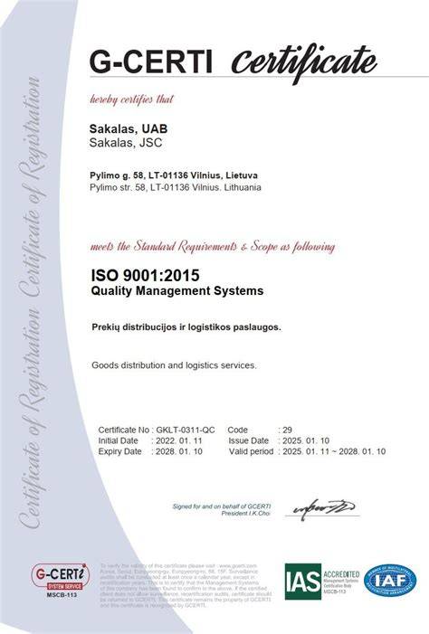 ISO 9001:2015 sertifikatas ir kokybės kontrolė