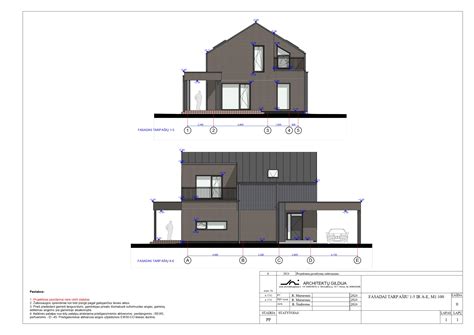 Dviejų aukštų namo fasadas