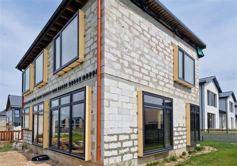 Thermoprofilio montavimo iliustracija: kaip langai išnešami į šiltinimo sluoksnį