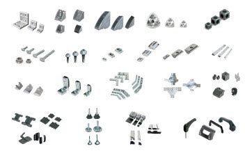 Aliuminio profilių tvirtinimo detalių schema