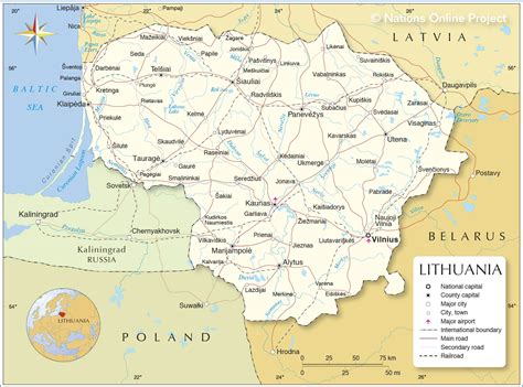 Map of lithuanian landscapes showing escarpments and plateaus