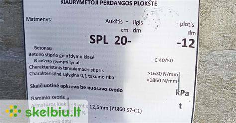 Perdangos plokštė su įrėžtu lenkimo momentu ir neutraliaja ašimi