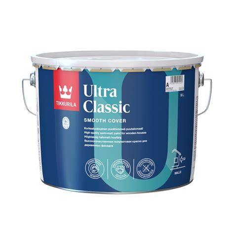 Tikkurila Ultra Classic dažų pakuotė ir spalvų paletė