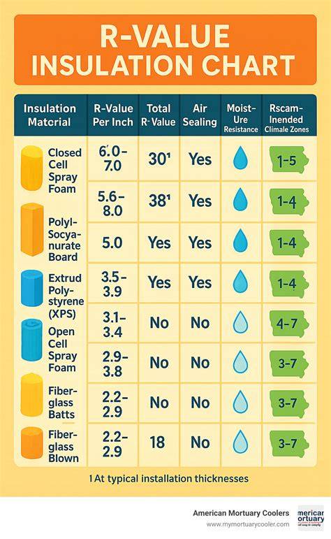 PU foam wall insulation comparison chart
