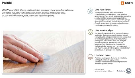 Infografinė medžiaga: Boen parketo plokštumos ir danga tipai