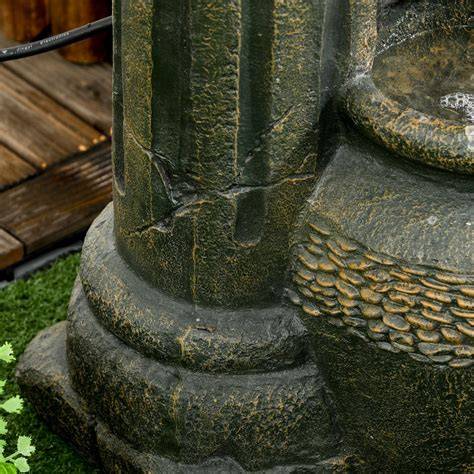 Decoratyvinis fontanas su keliomis medžiagomis, akmenimis ir vandens srautu