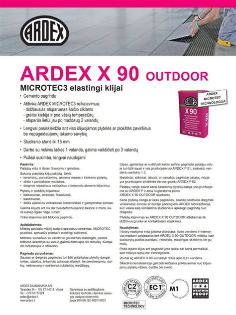 Ardex plytelių klijai kokybės schema