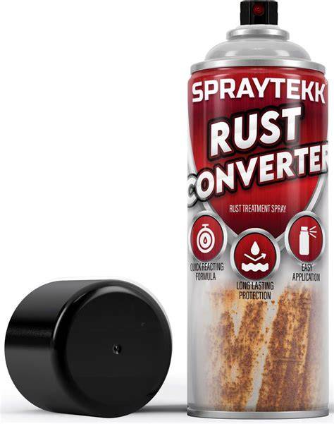 Infografika: PRESTO EPOXY RUST CONVERTER SPRAY veikimo principas