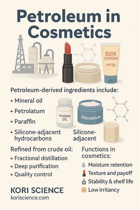 Cosmetics and household products containing petroleum derivatives