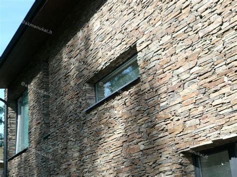 Įvairių akmens rūšių pavyzdžiai lauko apdailai