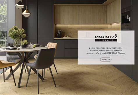 Infografika: Ceramika Paradyz plytelių kolekcijų paletė ir naudojimo scenarijai
