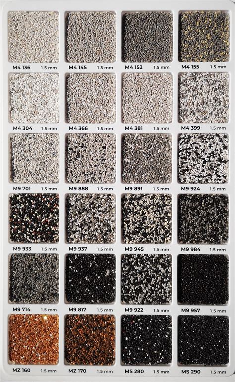 Skaldyto akmens grindinio plytelių spalvų paletė