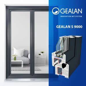 Gealano S 9000 langų profilių sistema su tamsiu lauko rėmu