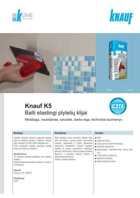Knauf plytelių klijų techninis lapas