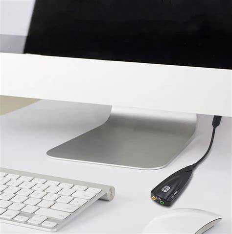USB garso plokštė su Virtual 7.1CH sistema - įrenginio išvaizda ir prijungimas prie kompiuterio