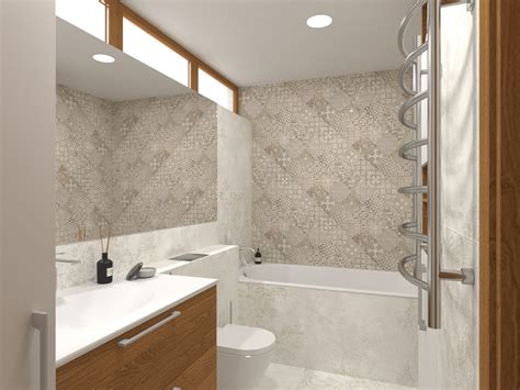 Pavyzdys 3D vonios kambario projekto su plytelėmis