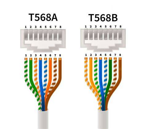 Infografika: RJ45 laidų spalvų išdėstymas T568B