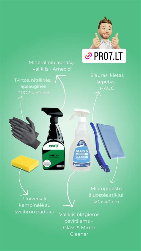 Profesionalių valymo priemonių asortimentas