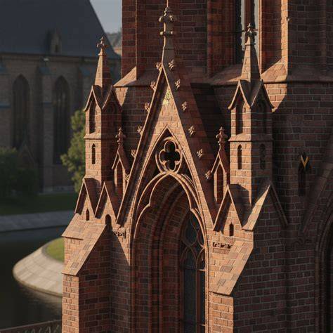 Gotikos medinių perdangų ir detalių iliustracija: architektūros elementų sąveika
