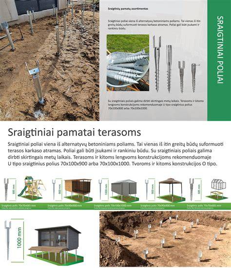 Nuotrauka infografikos: sraigtinių polių konstrukcija