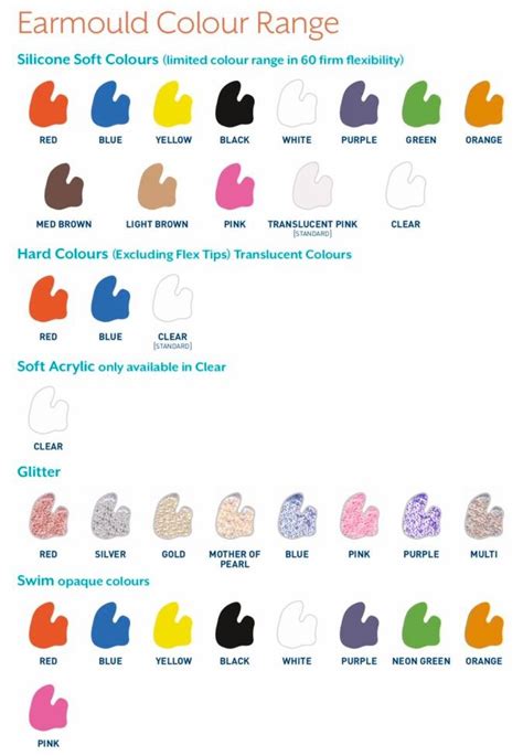 Elastocolor color options chart