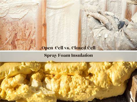 Chart showing differences between open-cell and closed-cell polyurethane foam