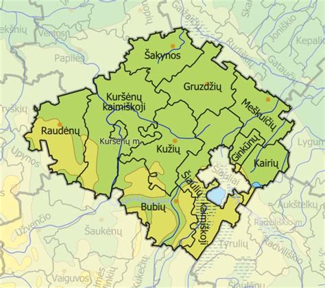 Žemėlapis su Šiaulių rajono vandenvietėmis