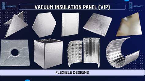 Vakuminės plokštės principų iliustracija: vacuum insulation panel construction and how vacuum reduces heat transfer