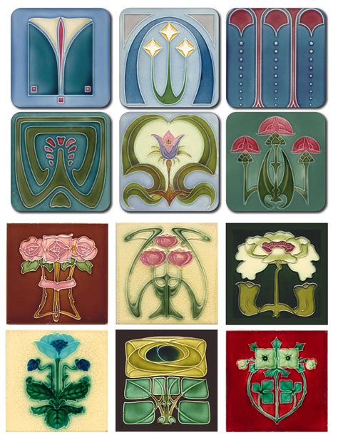 Art Nouveau plytelių kolekcijų pageidaujamas įvairovės spektras