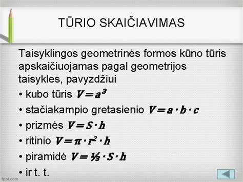 Infografika: praktiniai pavyzdžiai - tūrio skaičiavimas pagal formas
