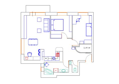 Paprastas buto planas su išmatavimais