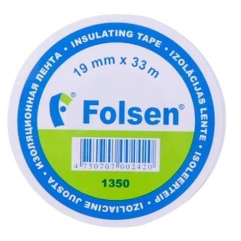 Balta Folsen izoliacinė juosta, 19 mm x 33 m