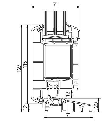 Gealan 6 kamerų profilio schema su 74 mm montavimo gyliu