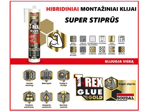 T-Rex GOLD klijai - techniniai duomenys